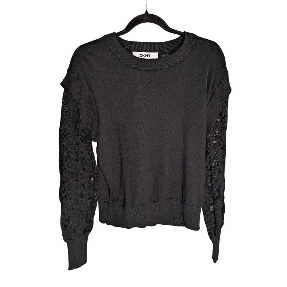 NWT DKNY Knitted Long Sleeve Black Blouse/Sweater Women's Medium